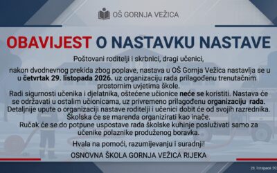 OBAVIJEST O NASTAVKU NASTAVE